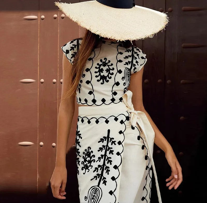 Clea™ – Boho Luxe Embroidered Co-Ord Set