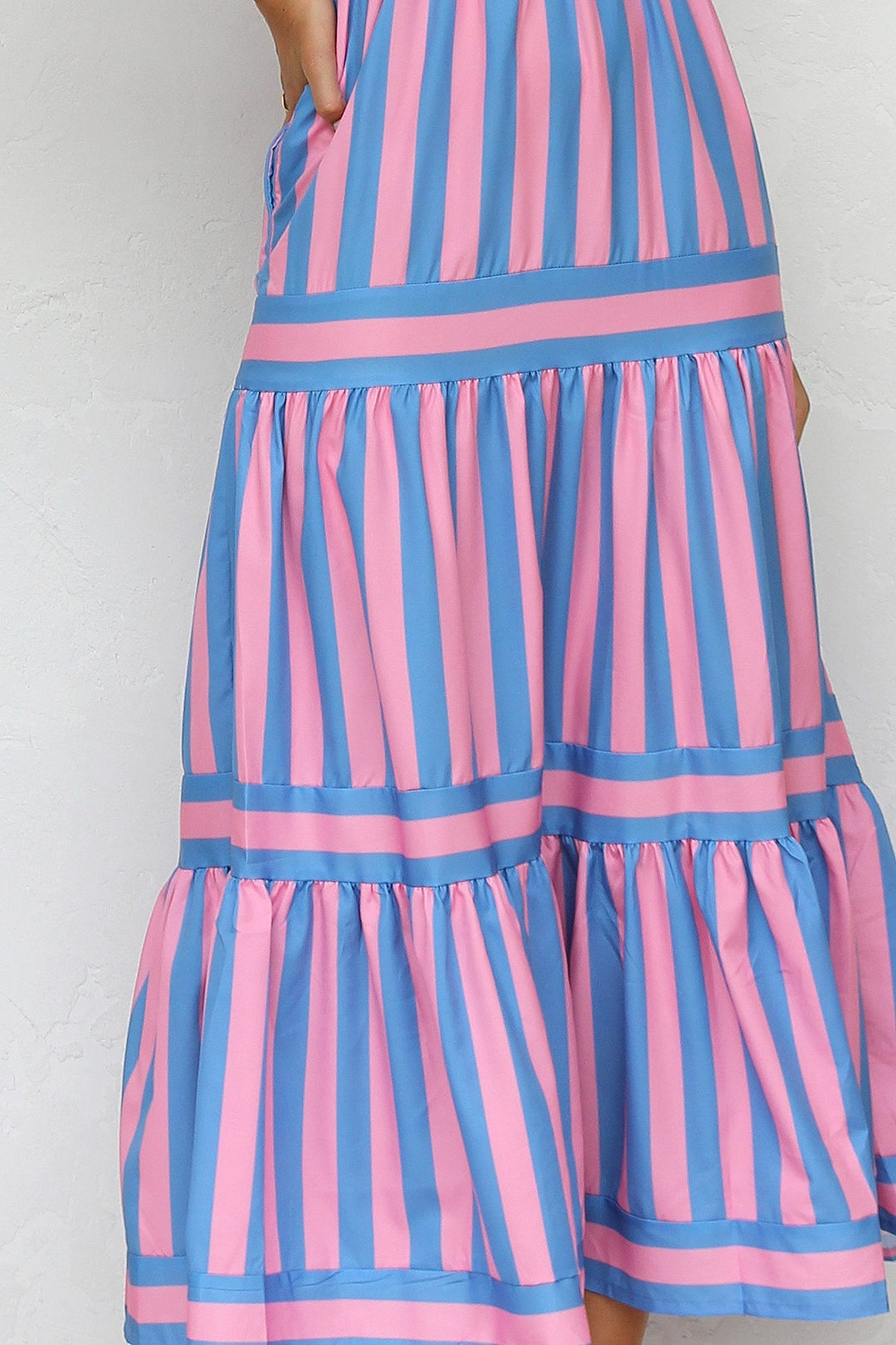 Nooré™ Capri Breeze Striped Maxi Dress