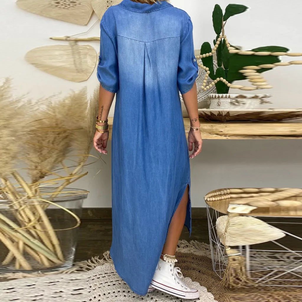 Holly™ | Long Denim-Style Dress