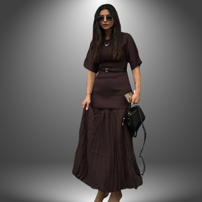 Mireille™ Elegant Pleated Midi Dress