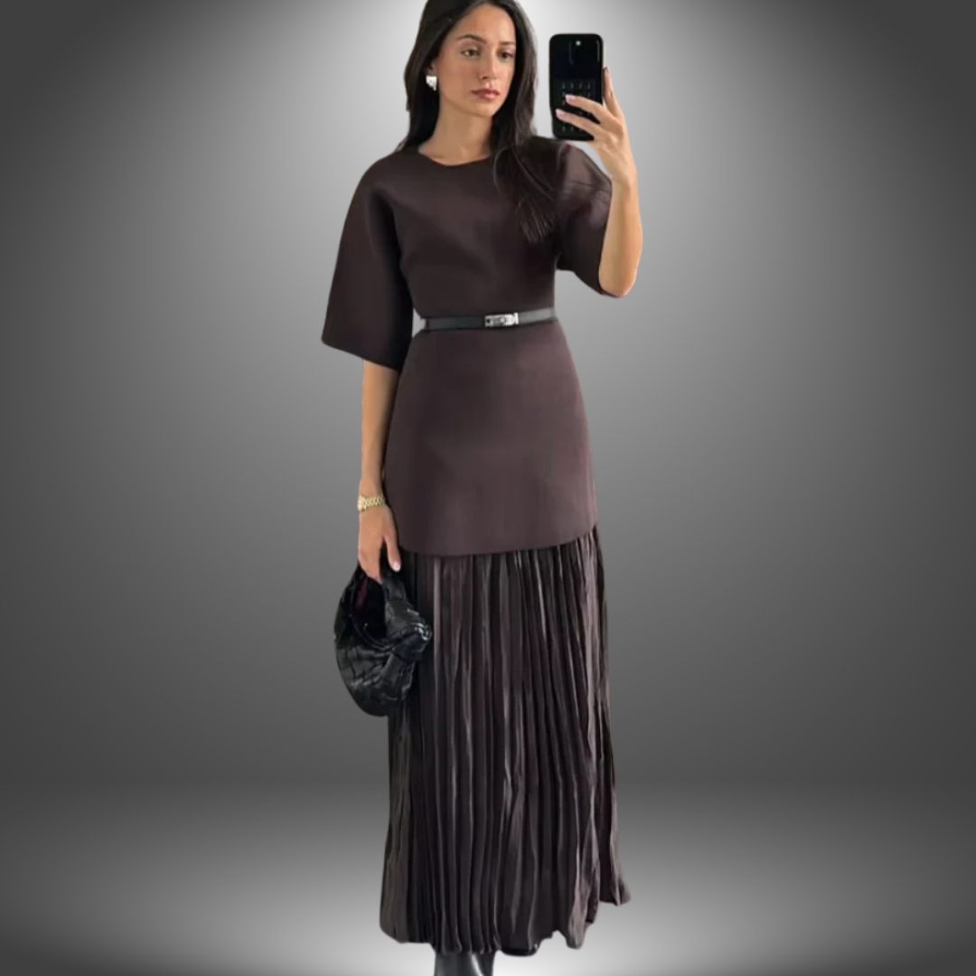 Mireille™ Elegant Pleated Midi Dress