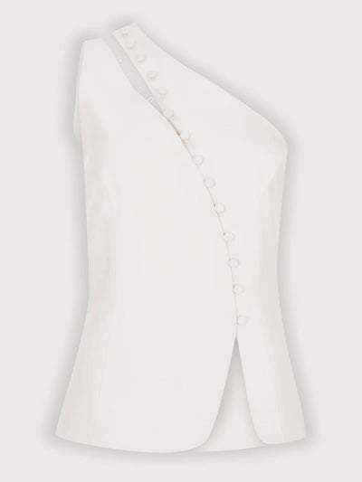 Dione™ One-Shoulder Button Detail Top