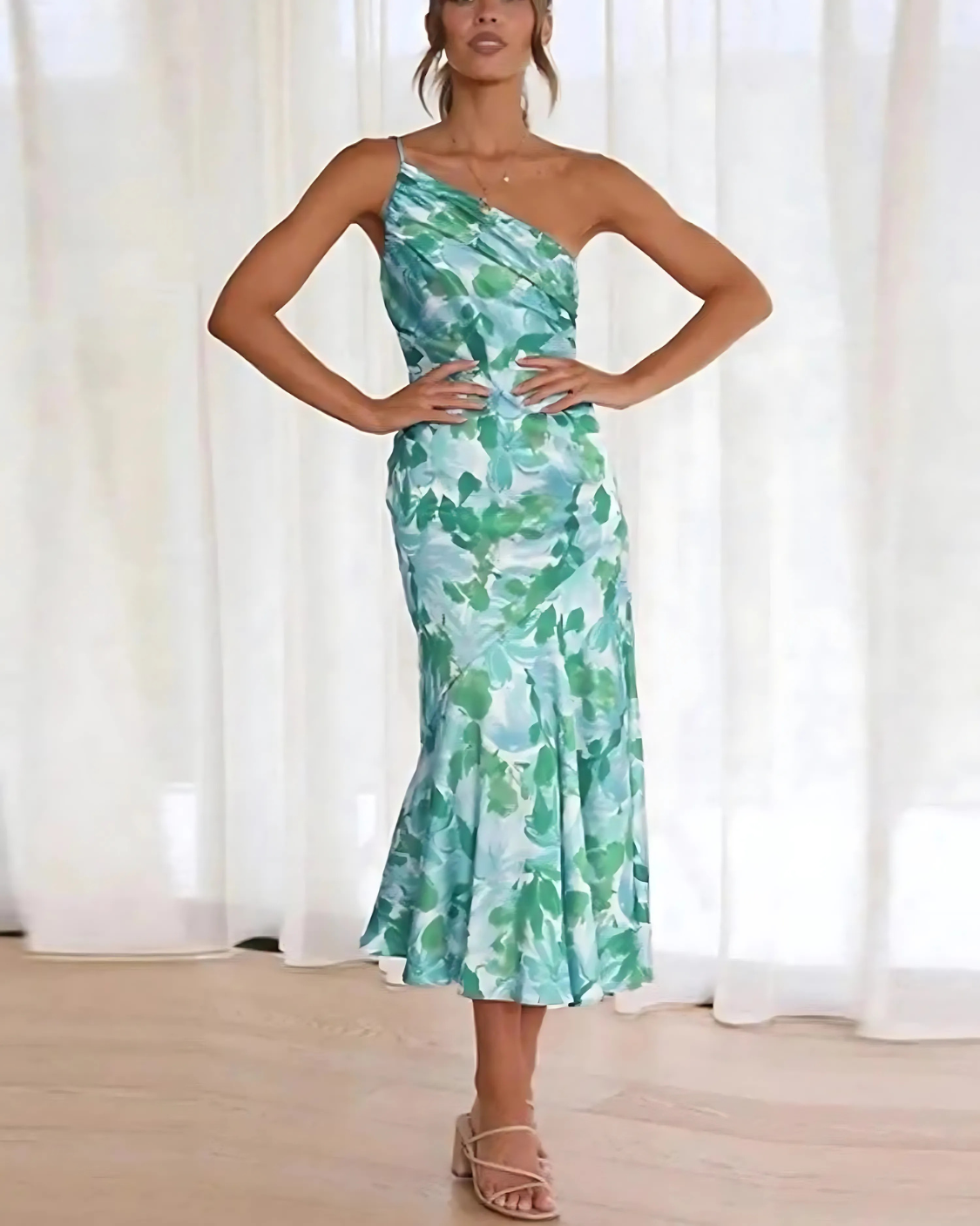 Genevieve™ One-Shoulder Floral Dress