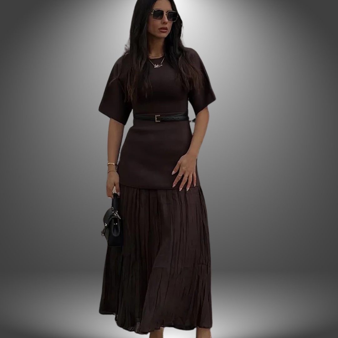 Mireille™ Elegant Pleated Midi Dress