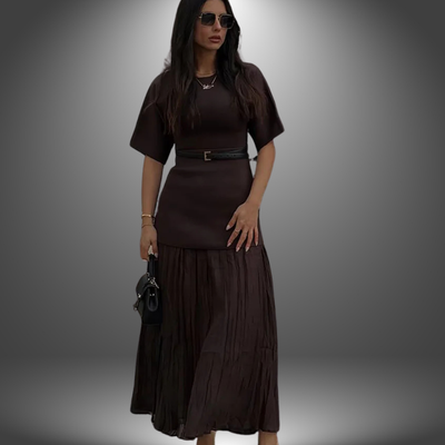 Mireille™ Elegant Pleated Midi Dress