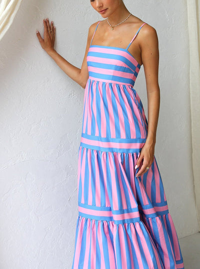 Nooré™ Capri Breeze Striped Maxi Dress