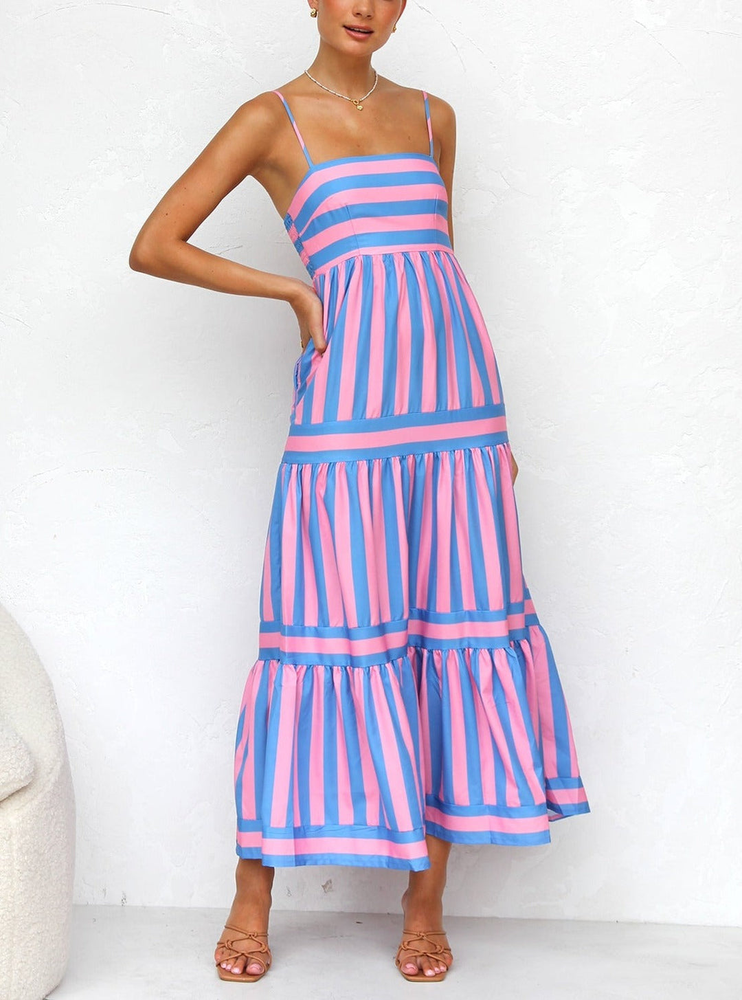 Nooré™ Capri Breeze Striped Maxi Dress