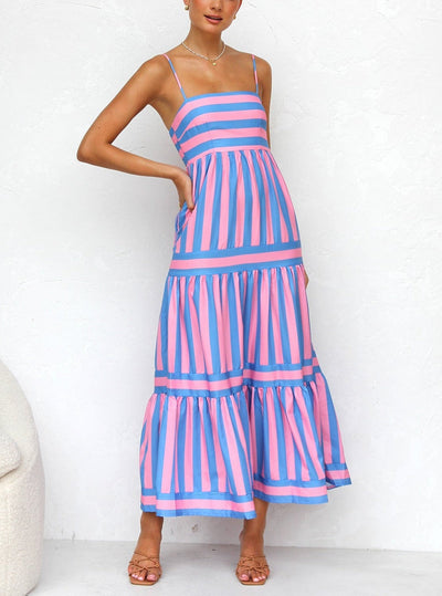 Nooré™ Capri Breeze Striped Maxi Dress