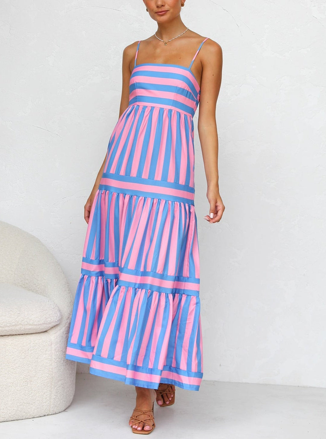 Nooré™ Capri Breeze Striped Maxi Dress