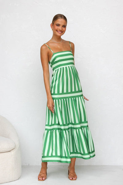 Nooré™ Capri Breeze Striped Maxi Dress