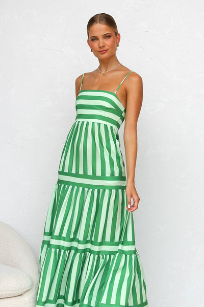 Nooré™ Capri Breeze Striped Maxi Dress