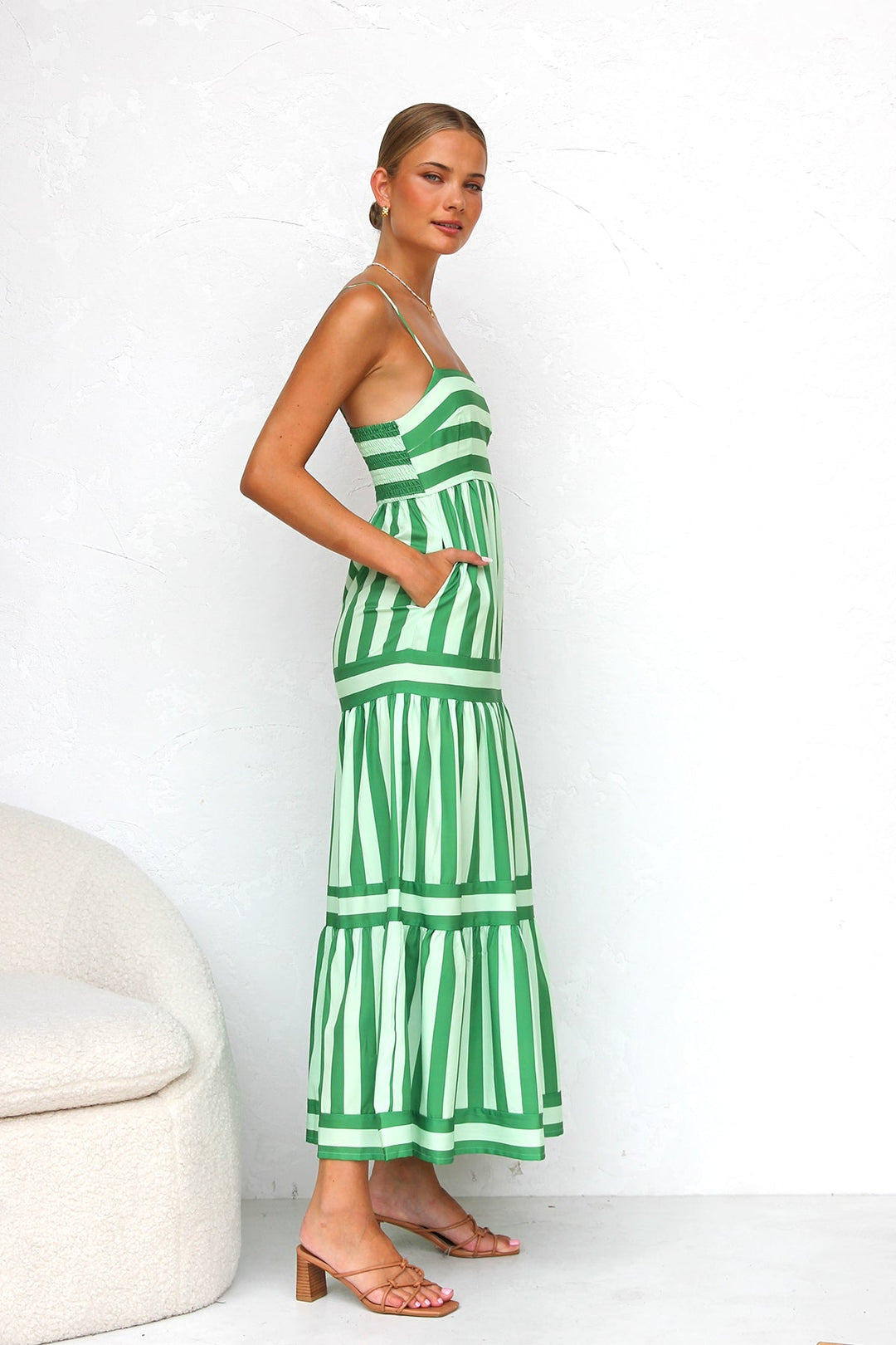 Nooré™ Capri Breeze Striped Maxi Dress