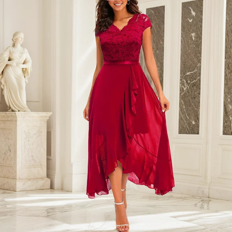 Candace™ V Neck Ruffles Dress