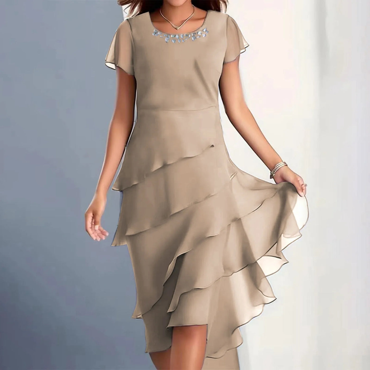 Bria™ Ruffles Layered Elegant Dress
