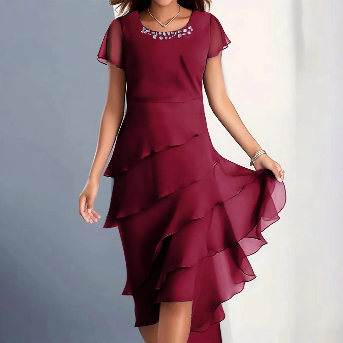 Bria™ Ruffles Layered Elegant Dress