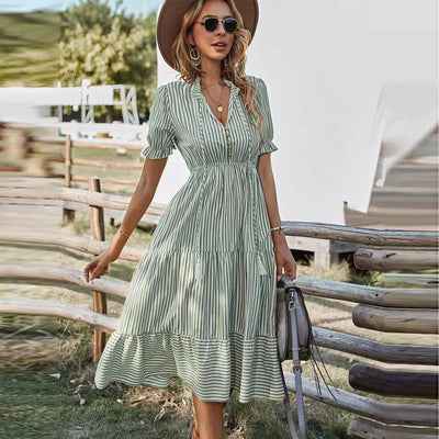 Phaedra™ Summer Striped V-Neck Dress