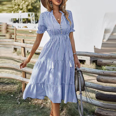 Phaedra™ Summer Striped V-Neck Dress