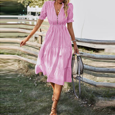 Phaedra™ Summer Striped V-Neck Dress