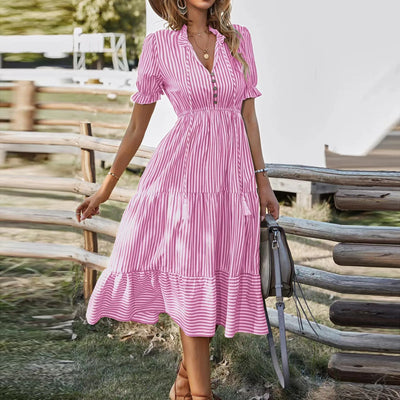 Phaedra™ Summer Striped V-Neck Dress