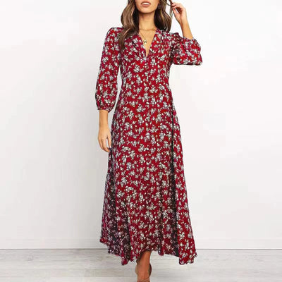 Melina™ Bohemian Floral Print Long Dress