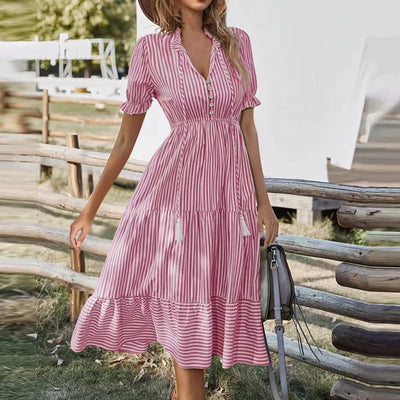 Phaedra™ Summer Striped V-Neck Dress