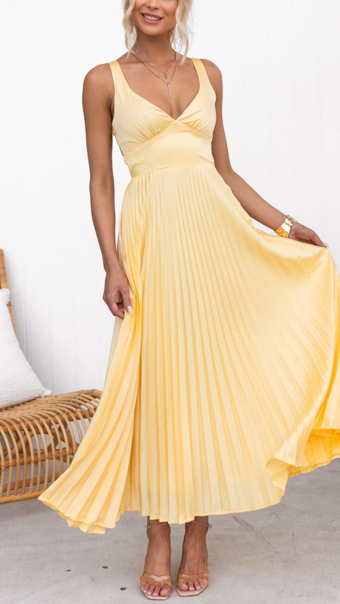 Lyra™ Sunlit Pleated Maxi Dress