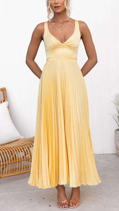 Lyra™ Sunlit Pleated Maxi Dress