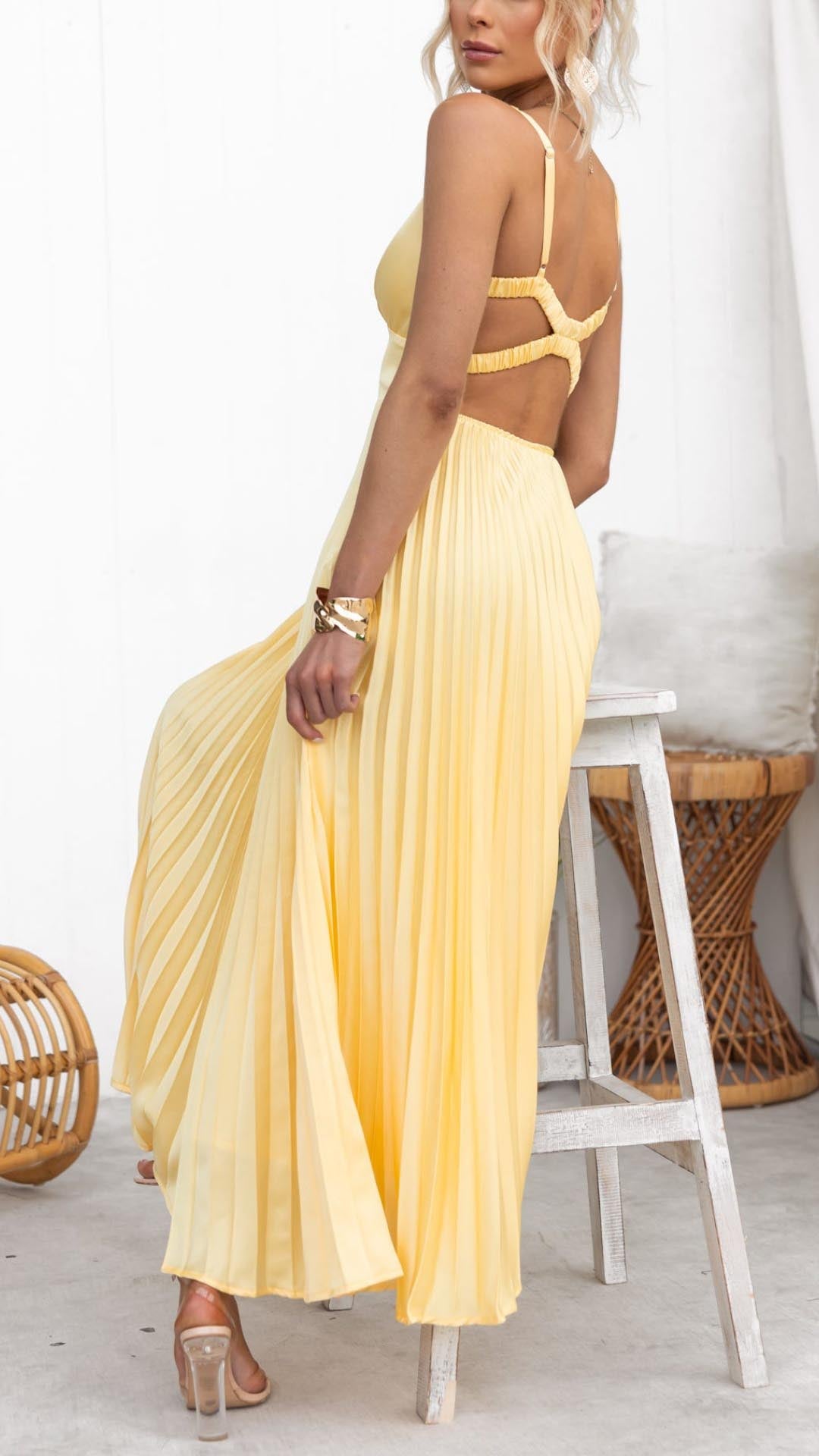 Lyra™ Sunlit Pleated Maxi Dress