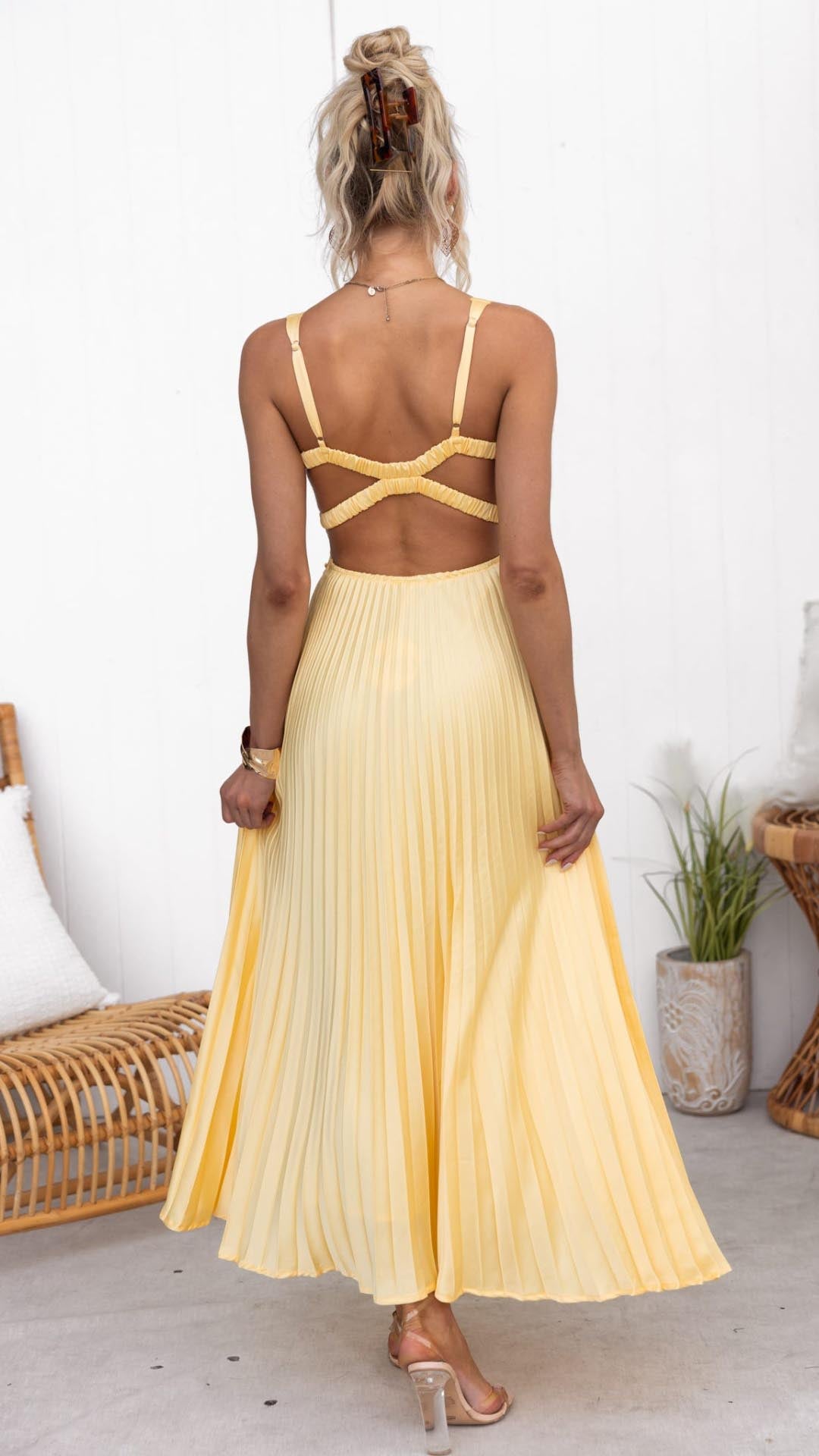 Lyra™ Sunlit Pleated Maxi Dress