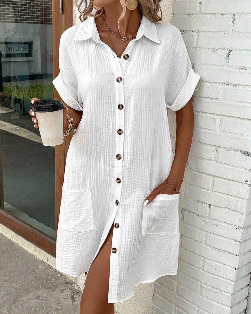 Yvonna™ Short Sleeve Collar Dress
