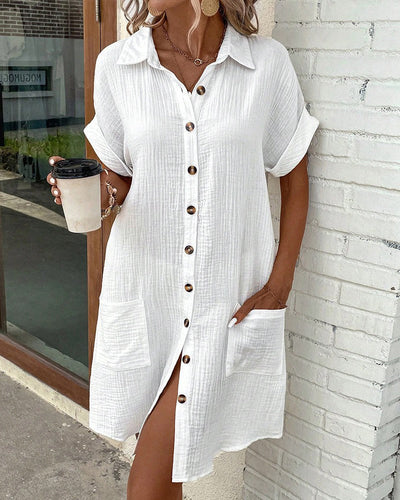 Yvonna™ Short Sleeve Collar Dress