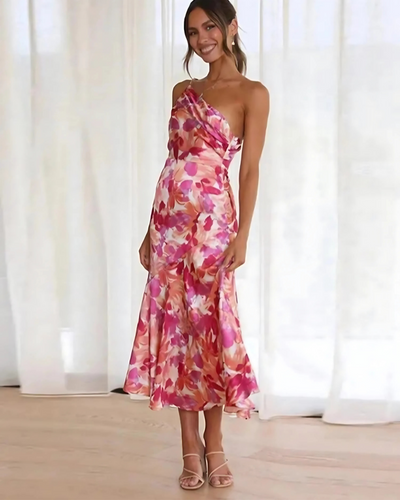 Genevieve™ One-Shoulder Floral Dress