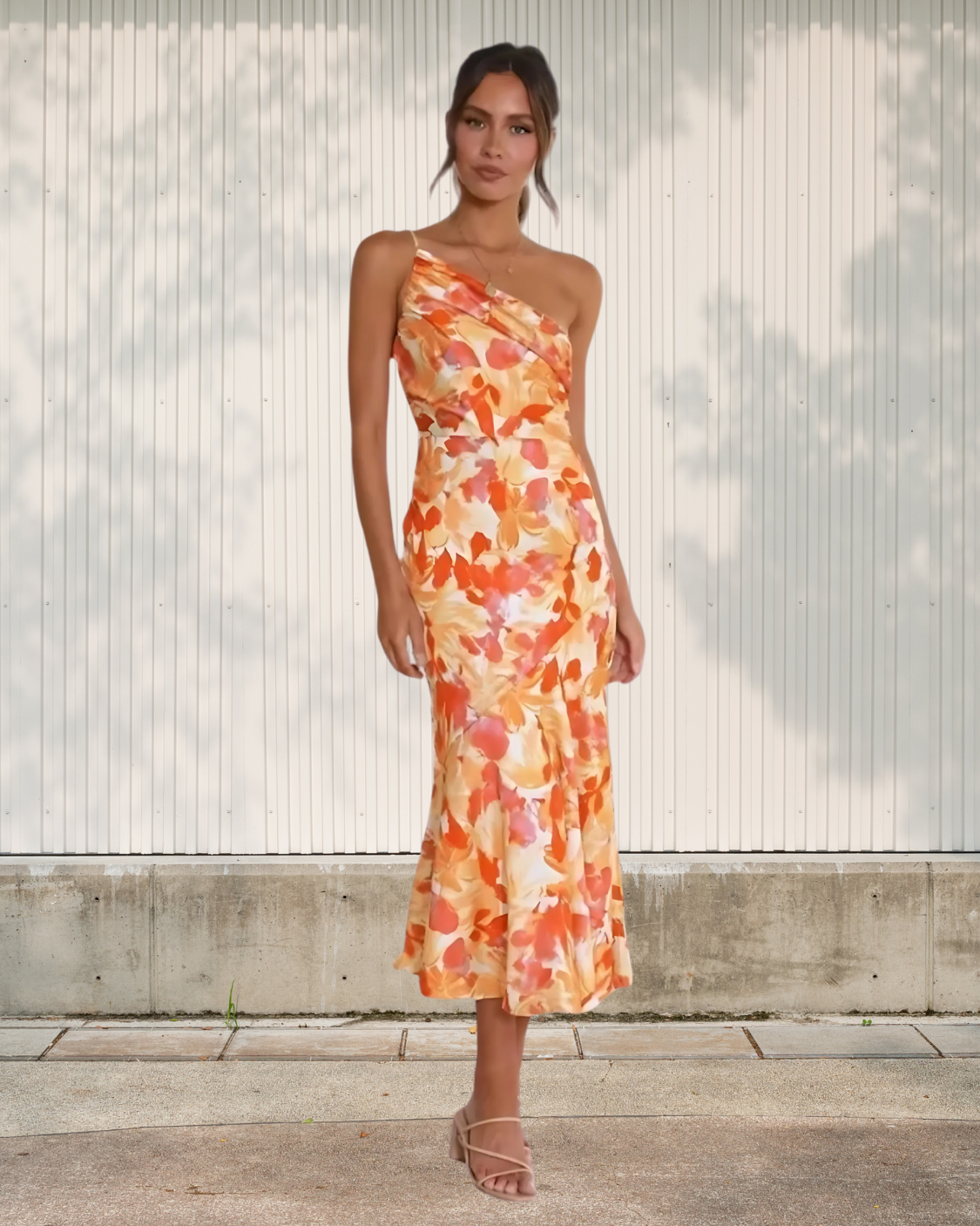 Genevieve™ One-Shoulder Floral Dress