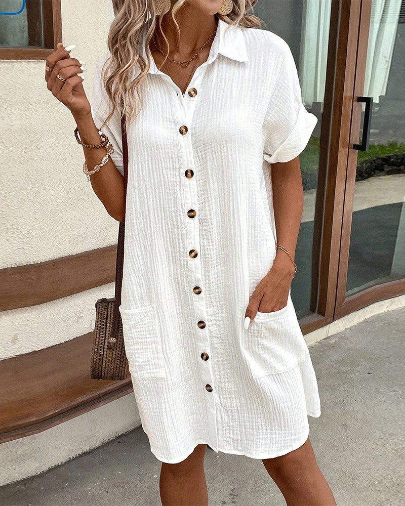 Yvonna™ Short Sleeve Collar Dress