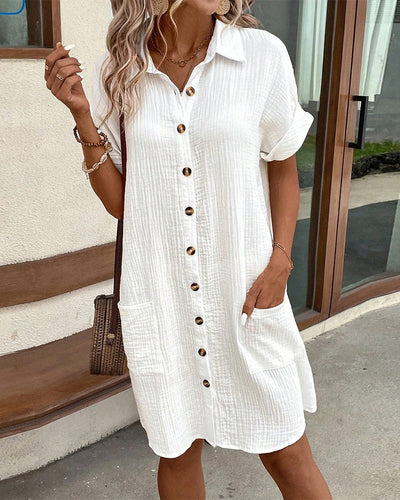 Yvonna™ Short Sleeve Collar Dress